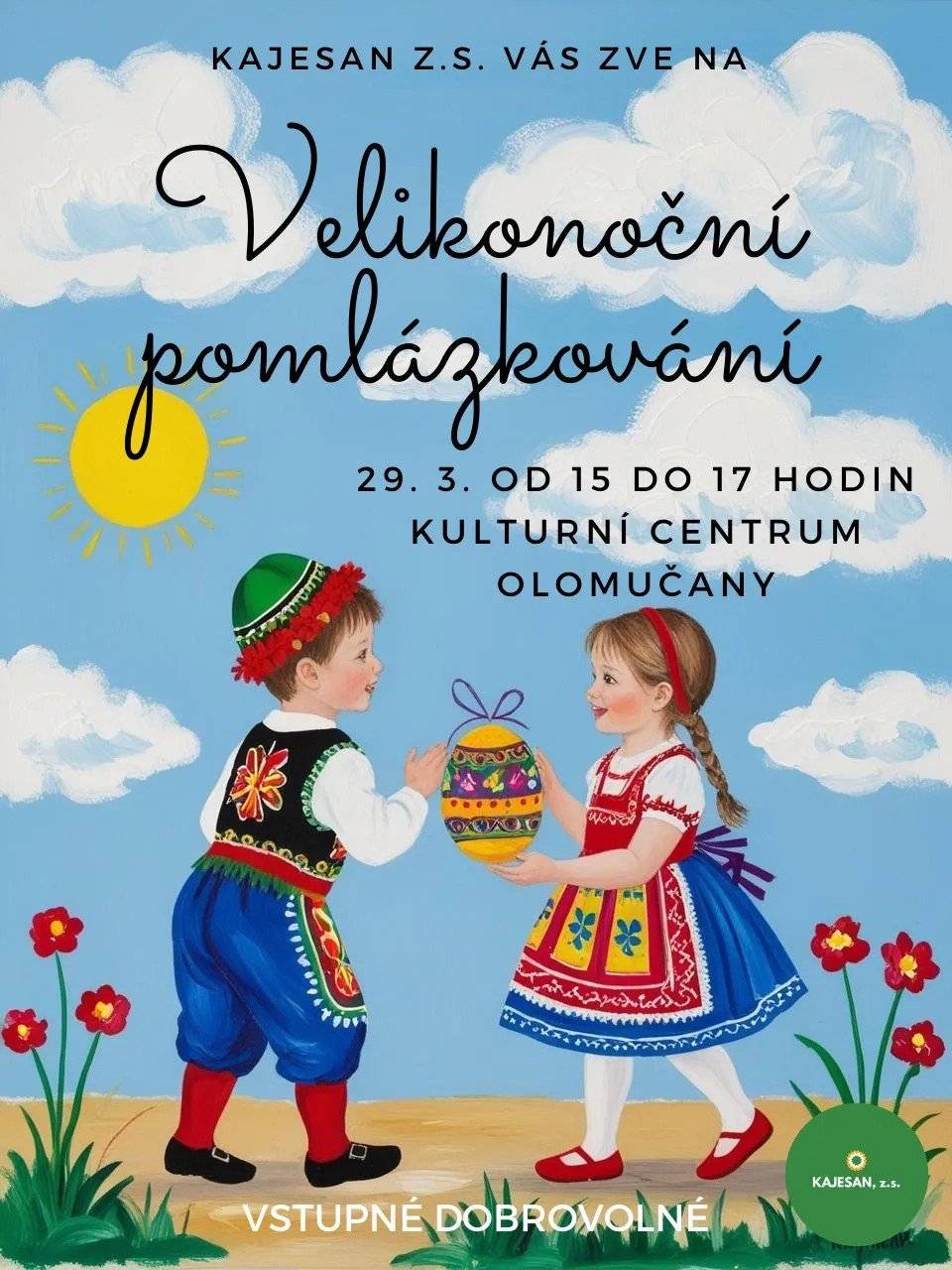 🐣 Opět po roce vás zveme na Velikonoční pomlázkování. Přijďte si užít jarní atmosféru, uplést si pomlázku nebo vyrobit věneček.🐰🌷🐥 KC Olomučany neděle 29.3.2026, 15-17 hodin Těšíme se na vás!