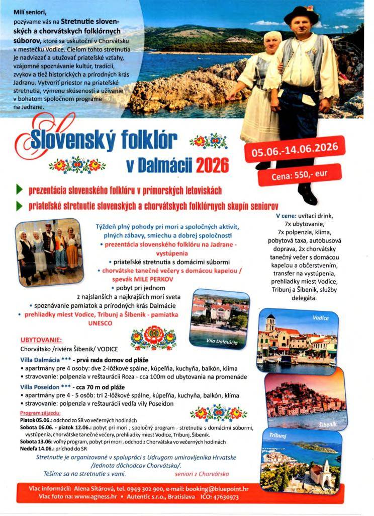 SLOVENSKÝ FOLKLÓR V DALMÁCII 2026