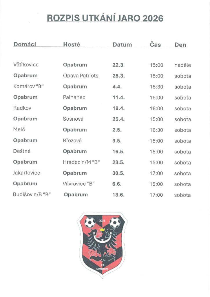 Fotbalový klub OPABRUM z Nových Sedlic Vás srdečně zve...