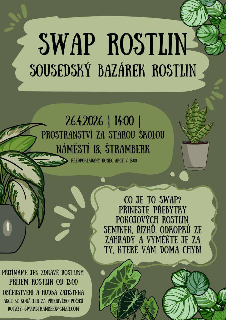 Venkovní prostranství u Komunitního centra Stará škola    Sousedský bazárek rostlin    Přijímáme jen zdravé rostliny!  Příjem rostlin od 13 hodin.