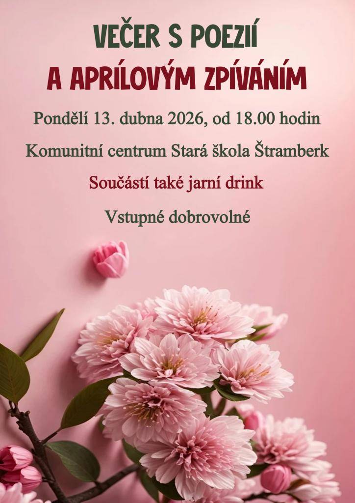 Součástí také jarní drink.    Vstupné dobrovolné.