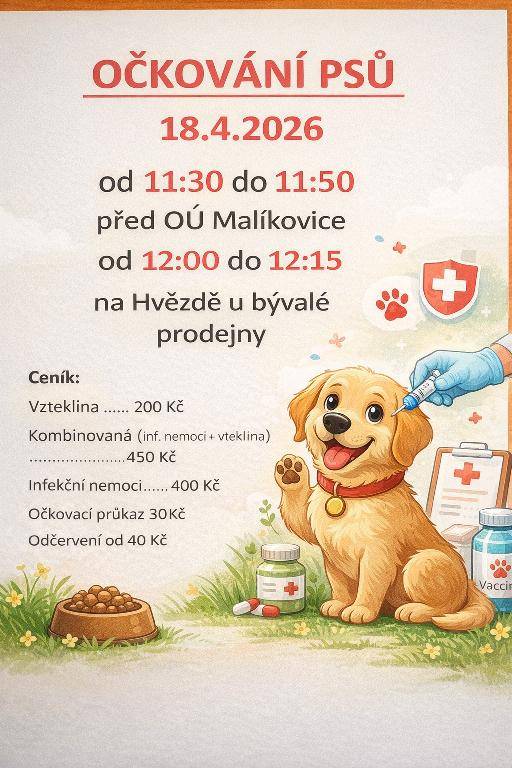 Očkování psů 18.4.2026