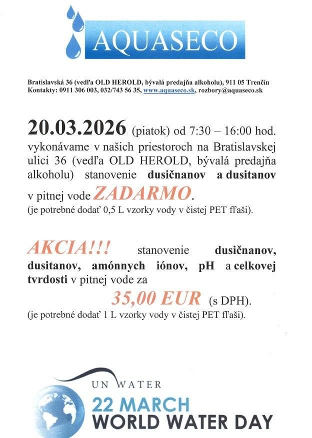 Rozbor pitnej vody v akreditovanom laboratóriu