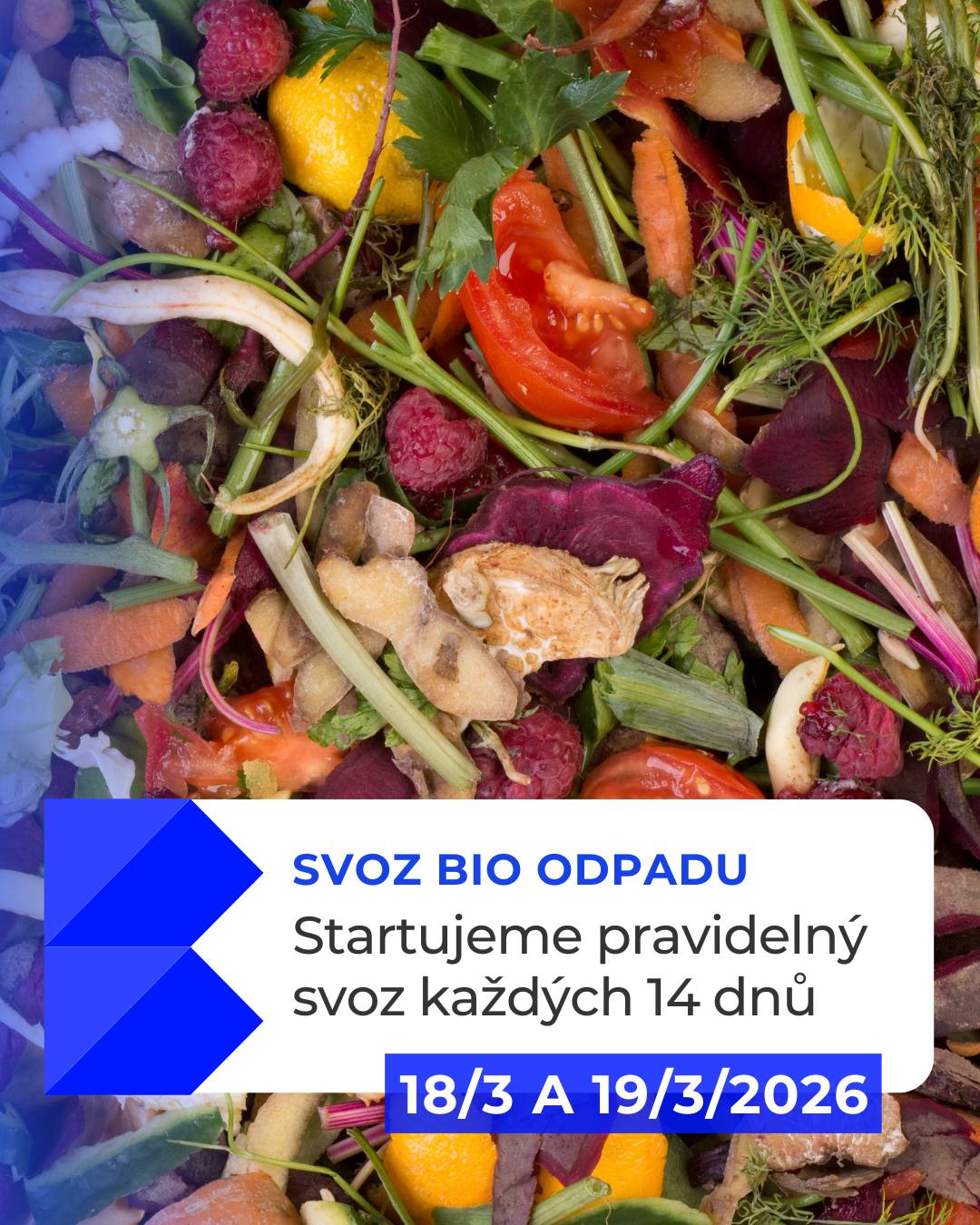 Tento týden začíná pravidelný svoz bioodpadu.  Středa 18. 3. | Bystřice, Mokrá Lhota, Líšno Čtvrtek 19. 3. | Bystřice (ulice Semovická a K Letišti) + ostatní osady  Poté vždy po 14 dnech dle svozového kalendáře zde: https://www.tsbystrice.cz/?page_id=297 Kalendář si tam můžete stáhnout nebo přidat do svého online kalendáře.