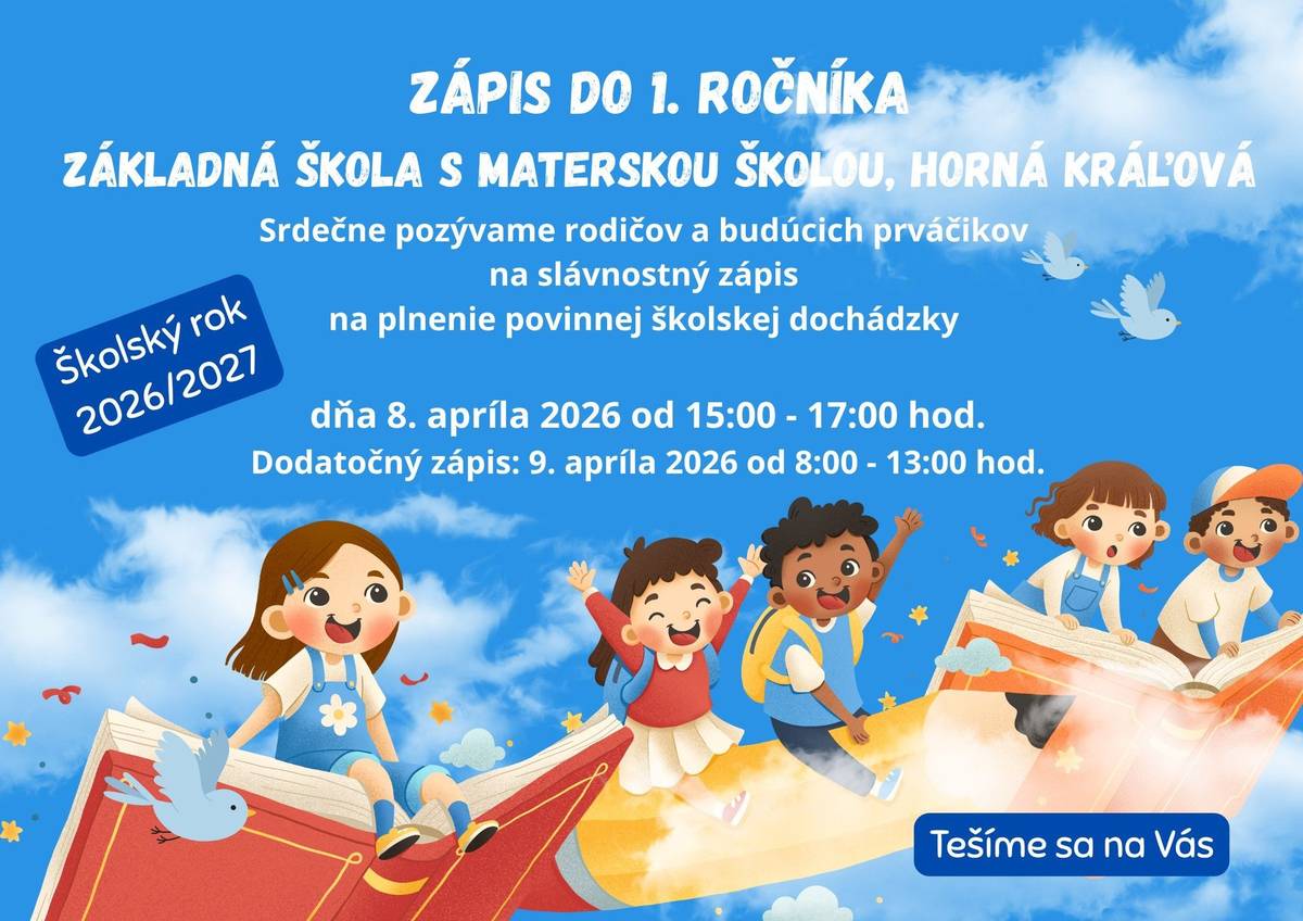 Milí rodičia a budúci prváčikovia, srdečne Vás pozývame na zápis do 1. ročníka našej ZŠ Pre viac info, prosím, sledujte stránku našej školy: https://zseduhornakralova.edupage.org/