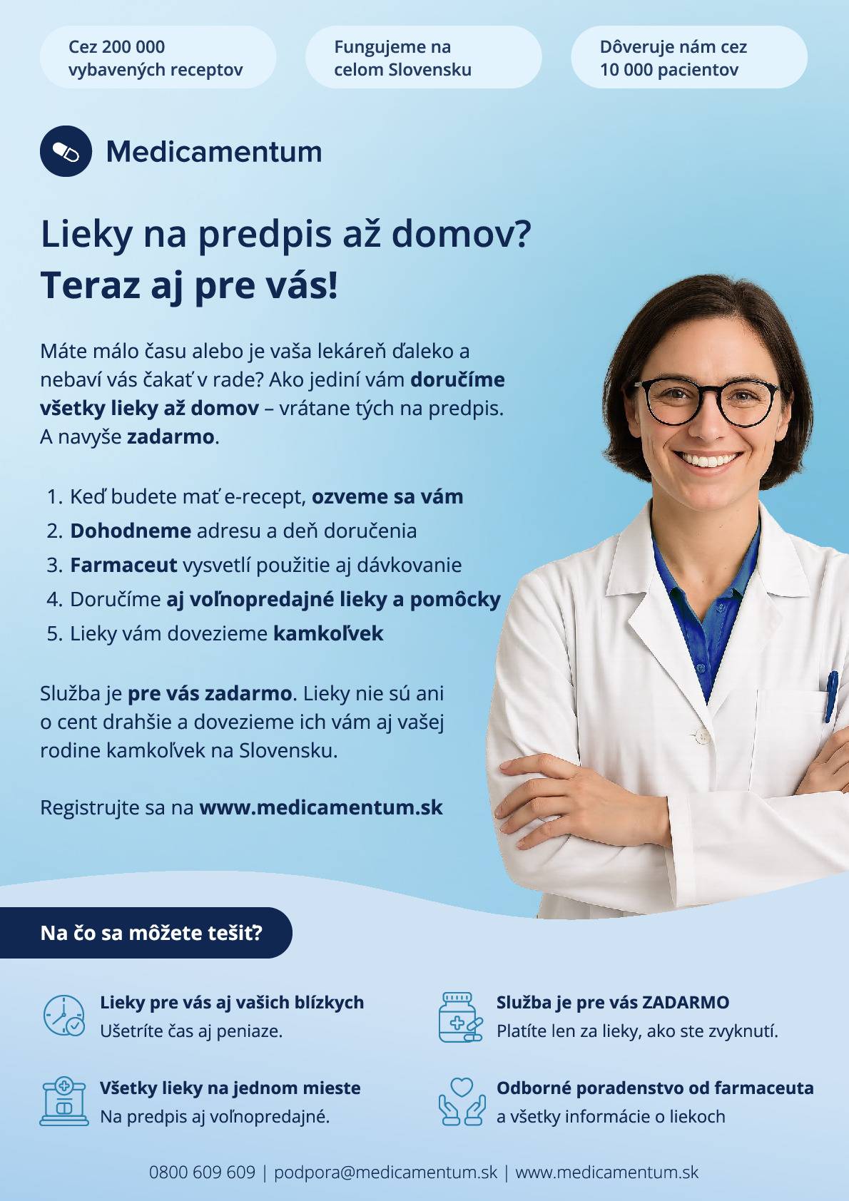 Chcete, aby Vám lieky doručili až domov? Zaregistrujte sa na www.medicamentum.sk