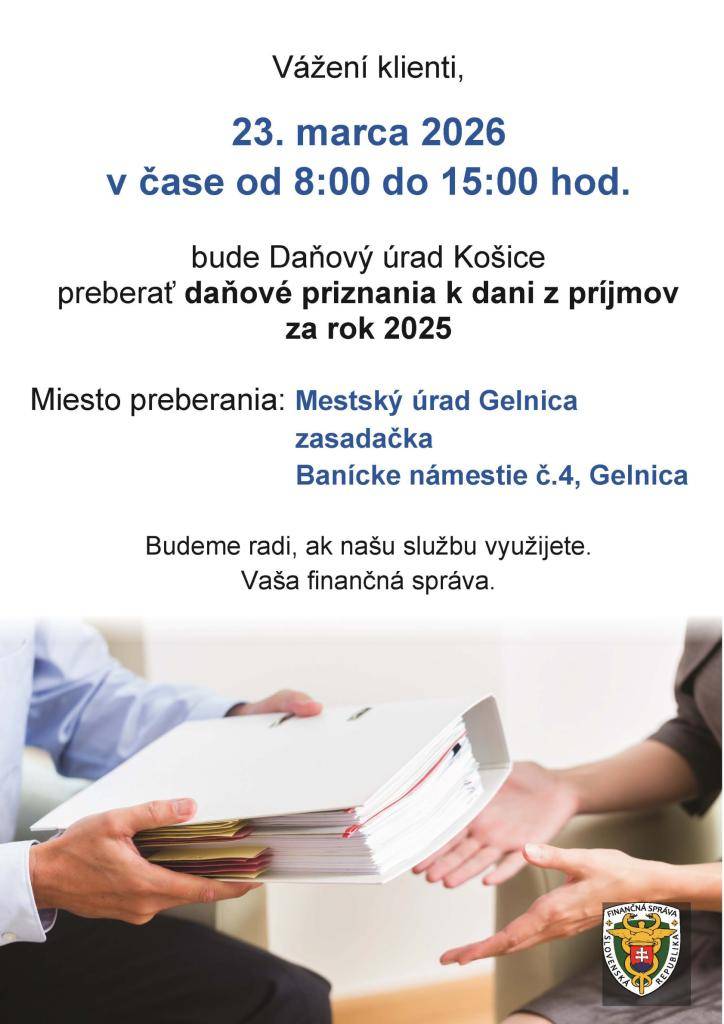 preberanie daňových priznaní 23.03.2026 - Gelnica