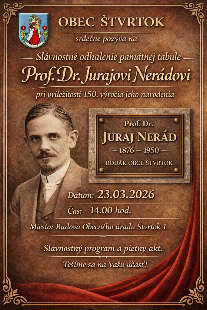 Odhalenie pamätnej tabule Prof. Dr. Jurajovi Nerádovi