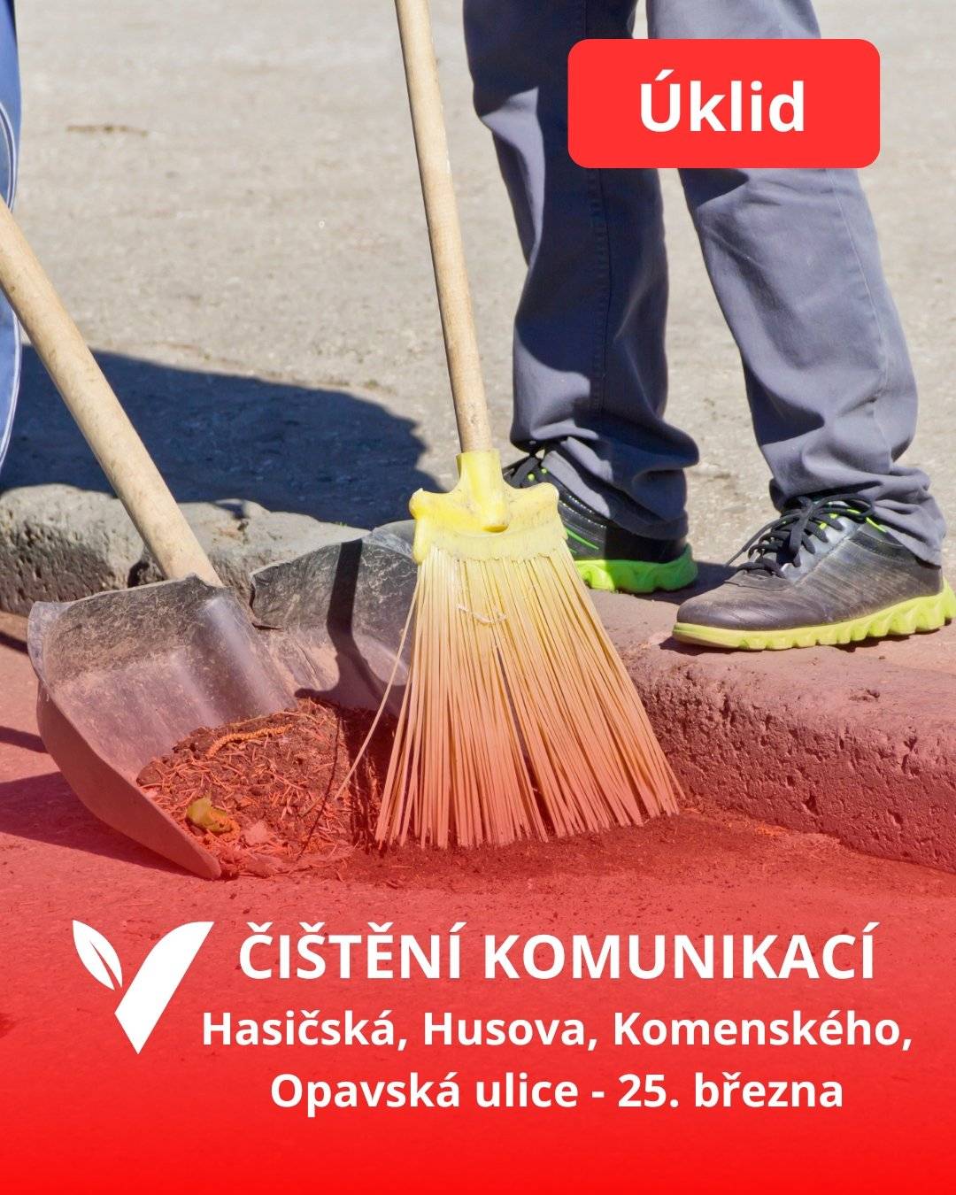 Ve středu 25. 3. 2026 proběhne na několika místech ve Vítkově údržba komunikací a parkovacích ploch. Prosíme řidiče, aby v uvedených časech přeparkovali svá vozidla mimo označené úseky, aby mohly práce bez problémů proběhnout. 🕒 Kde a kdy: • 06:00–09:00 Hasičská (od č. p. 169 po č. p. 266) + parkoviště u Komenského (naproti Policii ČR) • 08:00–11:00 Husova (od č. p. 133 po č. p. 645) • 10:00–14:00 Opavská (za domy č. p. 124–126 a 685–688) 👉 Sledujte také dočasné dopravní značení v místě. Pokud by vozidlo bránilo provádění prací, může být dočasně odtaženo (na náklady provozovatele) a po úklidu vráceno zpět. Děkujeme za pochopení a spolupráci.