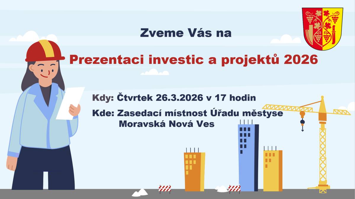 Pozvánka na prezentaci projektů a investic městyse - 26.3.2026 od 17 h