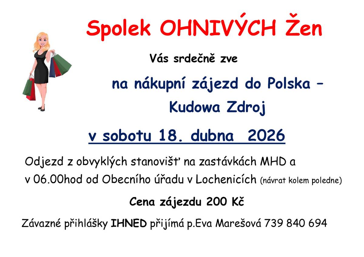 Spolek Ohnivých žen Vás zve 18.4.-  Kudowa Zdroj