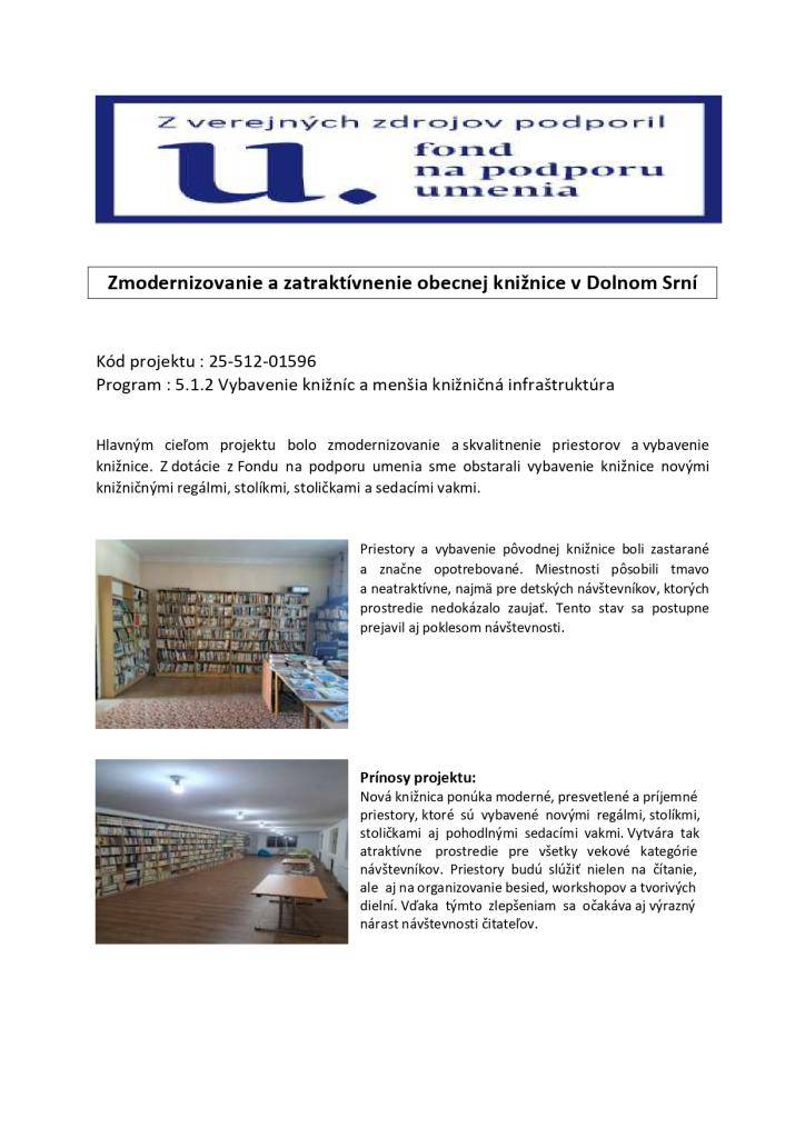 Zmodernizovanie a zatraktívnenie obecnej knižnice