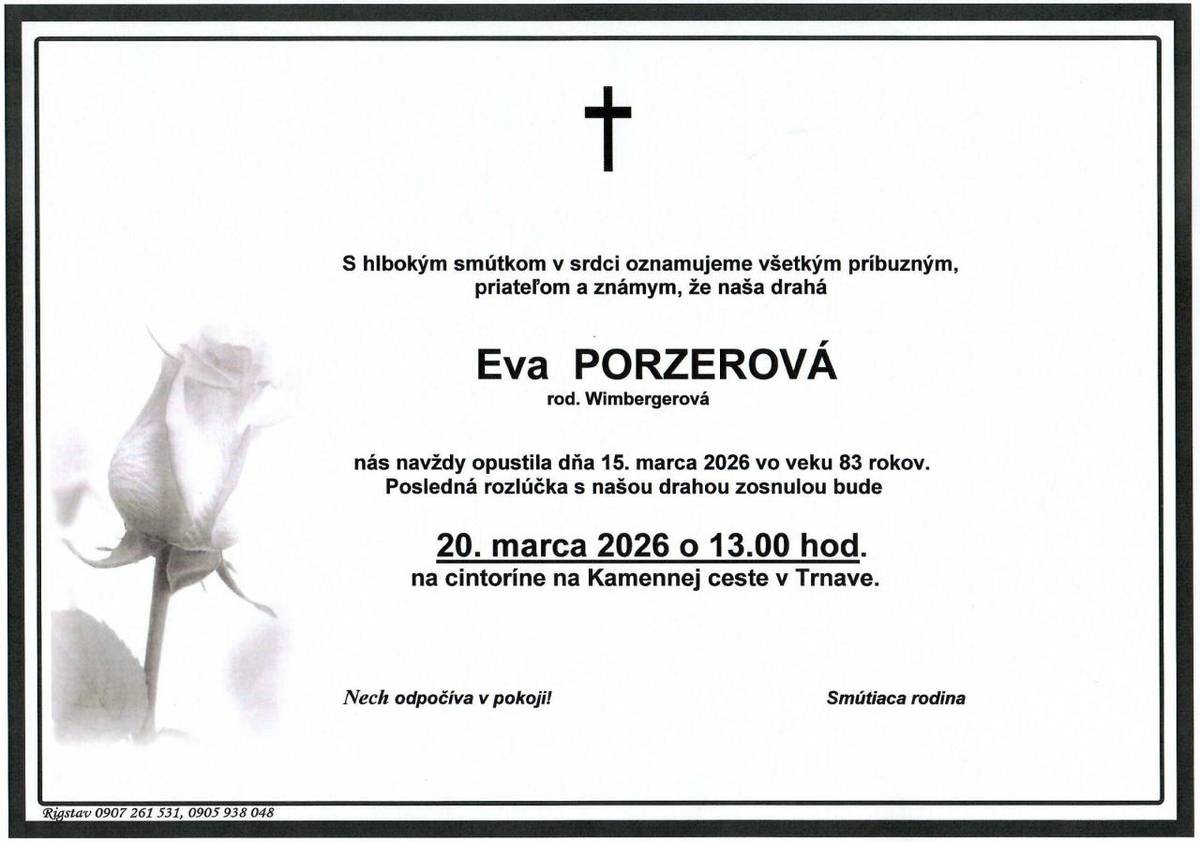 p. Eva Porzerová, rod.  Wimbergerová