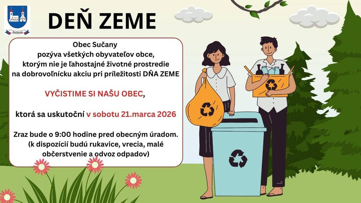 Záleží vám na tom, v akom prostredí žijeme? Pridajte sa k nám a ukážme, že nám na našej obci záleží! Pri príležitosti Dňa Zeme organizujeme dobrovoľnícku akciu VYČISTIME SI NAŠU OBEC.