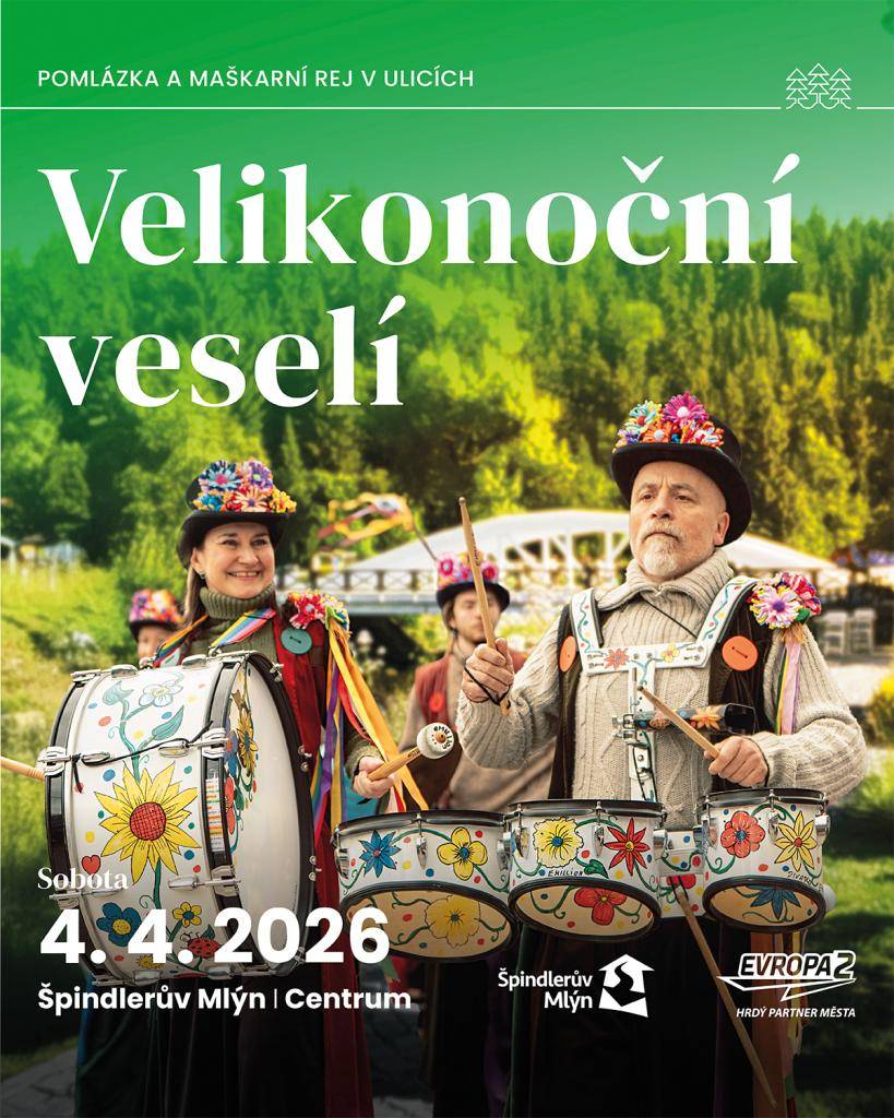 Přijďte s námi oslavit Velikonoce!  Staňte se součástí veselého průvodu masek a nechte se zlákat bohatým programem plným hudby a zábavy.   Pro děti navíc během celé akce bude připraveno velikonoční tvoření a zábavné workshopy.