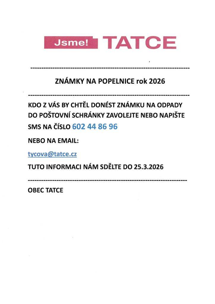 roznos známek na popelnice na rok 2026
