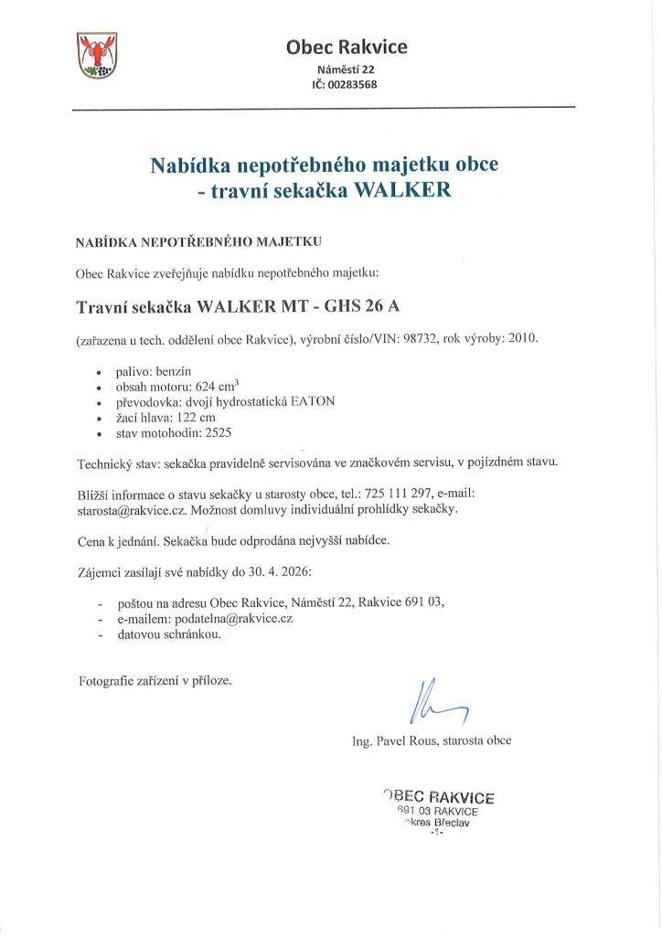 Travní sekačka WALKER