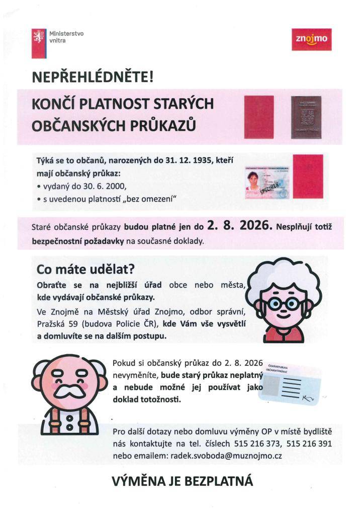 Končí platnost starých občanských průkazů, týká se občanů narozených do 31.12.1935