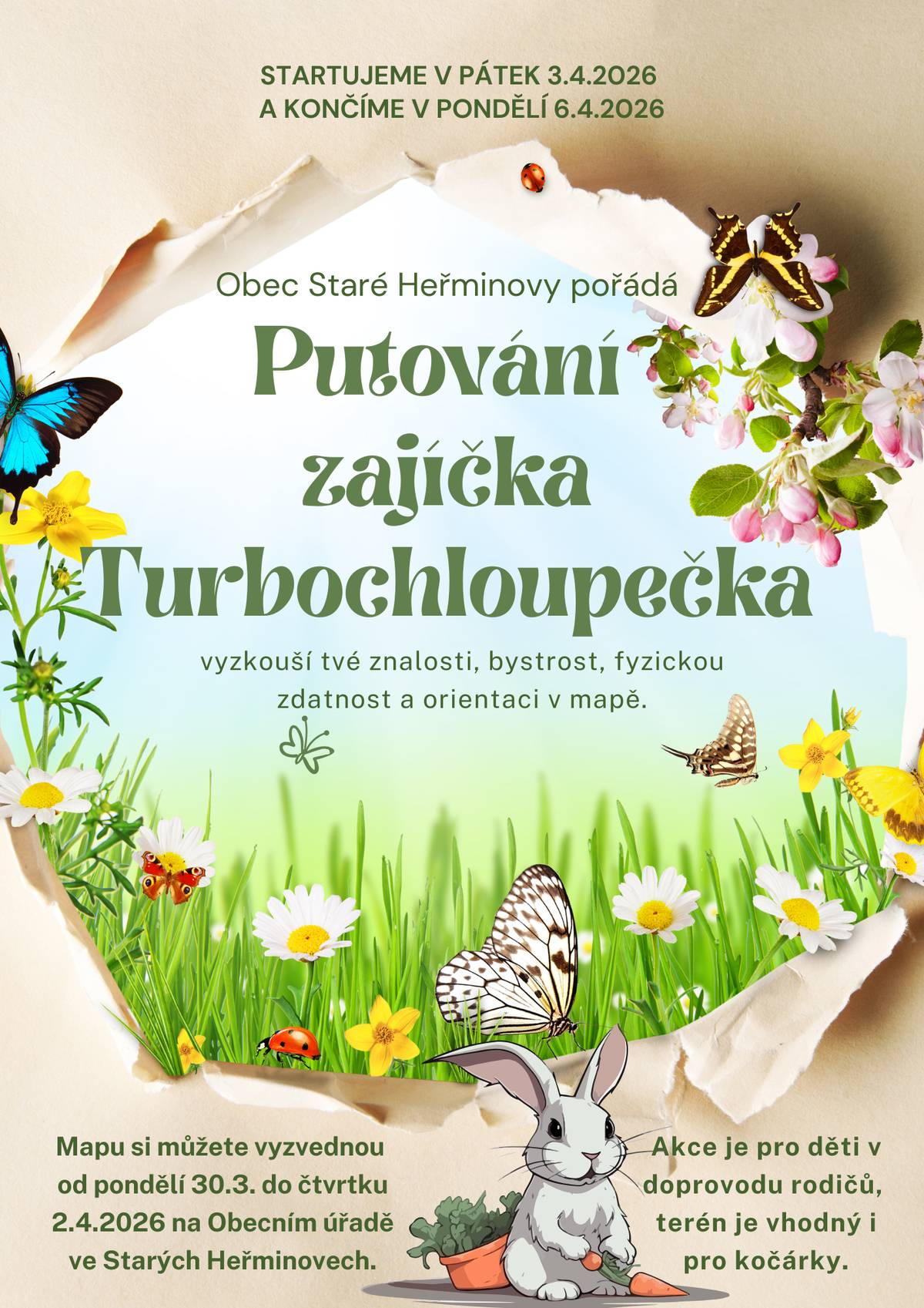 Zveme Vás na jarní akci na čerstvém vzduchu, která provětrá nejenom naše těla, ale také naše mozkové závity. Mapa bude k vyzvednutí na obecním úřadě nebo ve čtvrtek v místní knihovně.