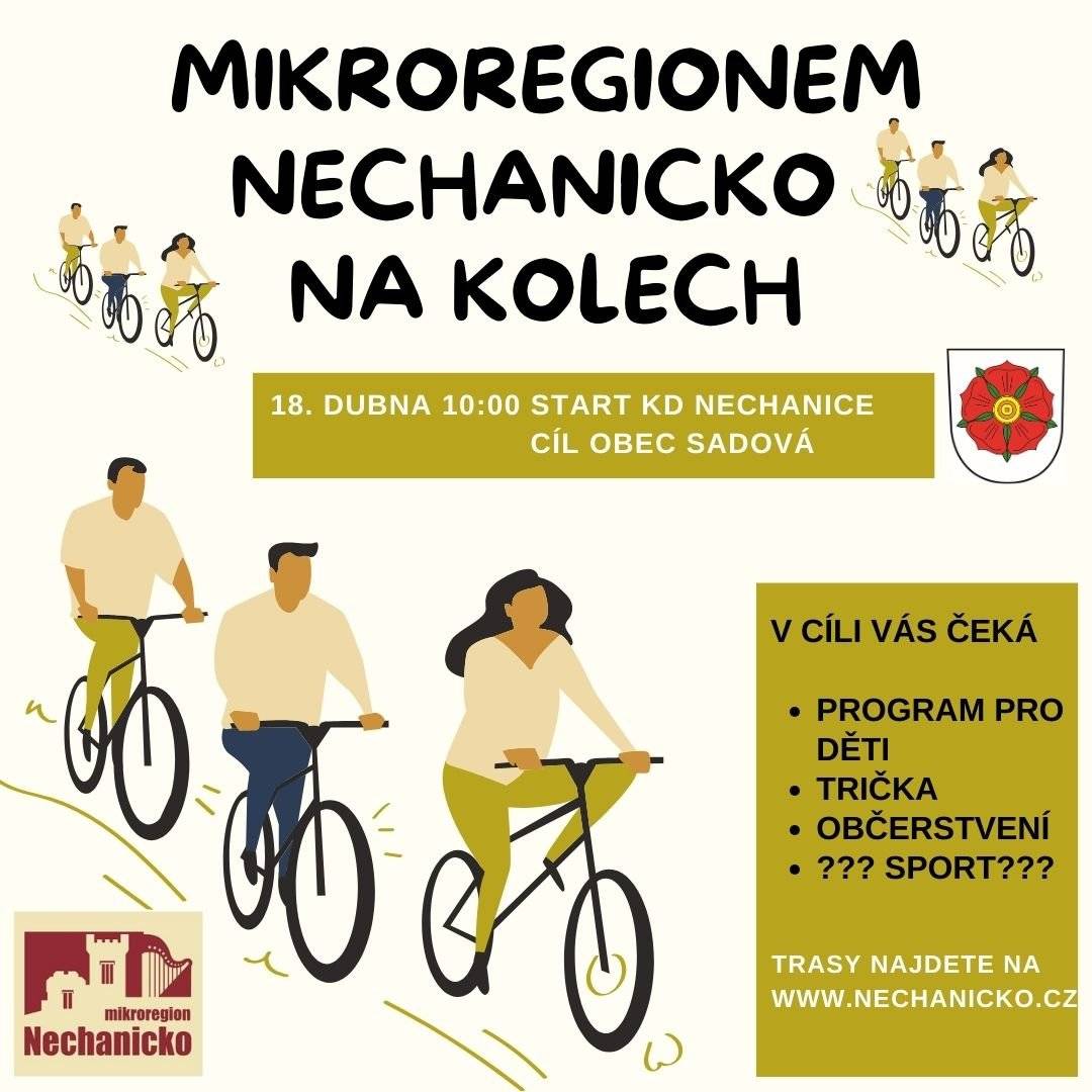 Mikroregionem Nechanicko na kole - dne 18.4.2026, start od KD Nechanice v 10:00 hod. Více info v letáčku.