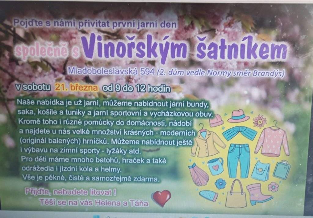 Víkend bude na akce bohatý. Začneme ale oznámením o zrušení koncertu kapely Cup of Rock. Zrušeno z provozních důvodů. V sobotu dopoledne je Jarní šatník.  V sobotu se od 14 do 16 hodin na golfu koná tvořivý workshop Jarní věnce. V sobotu od 14 hodin můžete zajít do sokolovny na Velikonoce se Sokolem. Od 16 hodin Šmoulí pohádka. V neděli je od 15 hodin na golfu loutkové divadlo Zlatá ryba. A celý den je u rybářů pojízdná laboratoř, díky které mohou děti i dospělí zkoumat vodu. Je totiž Den vody. O této unikátní akci se více dočtete zde.