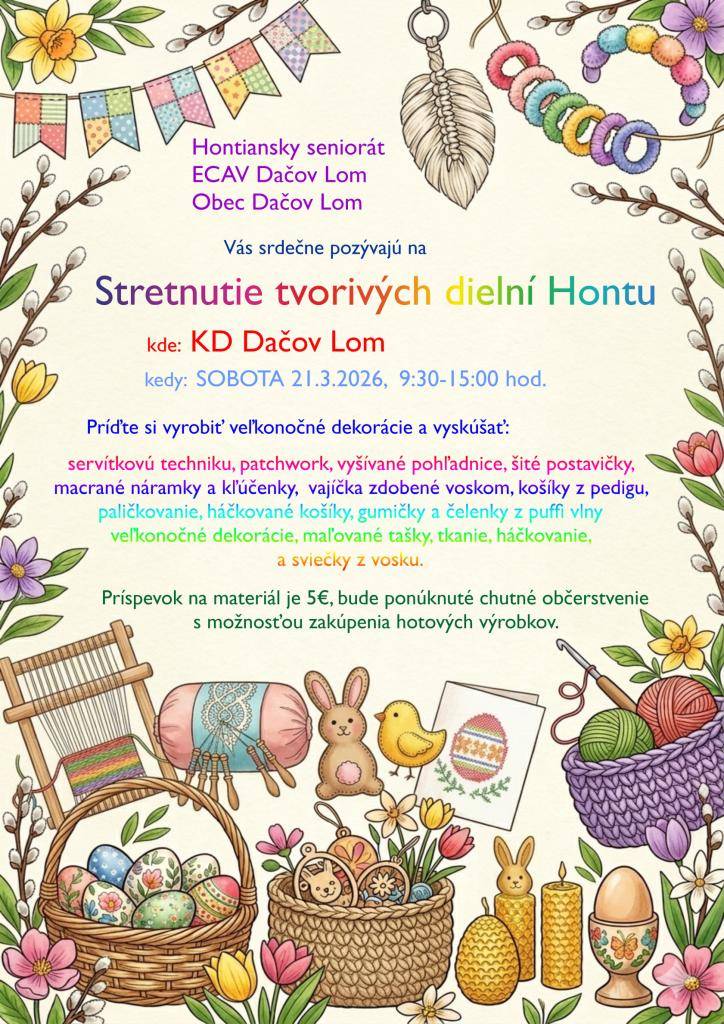Stretnutie tvorivých dielní Hontu - 21.3.2026