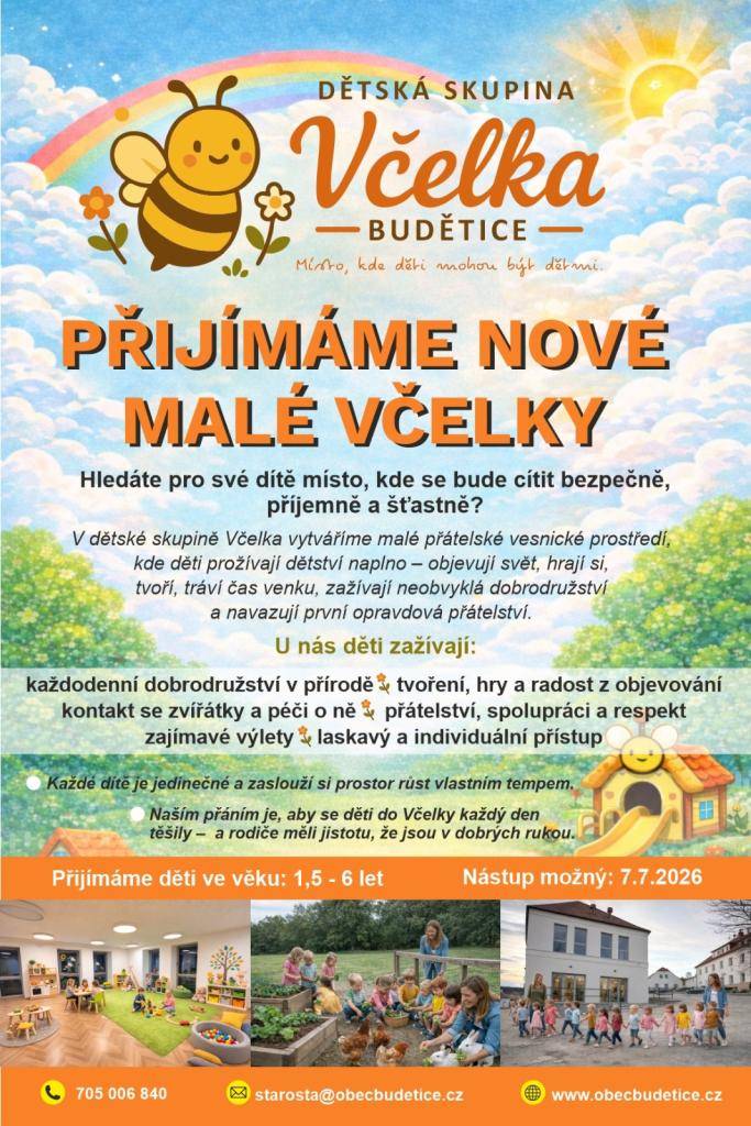 Přijímáme přihlášky do dětské skupiny Včelka