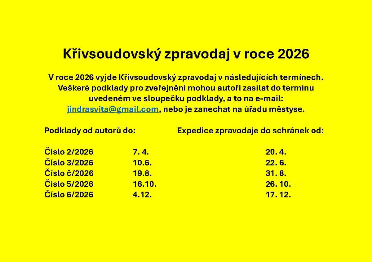 Křivsoudovský zpravodaj v roce 2026