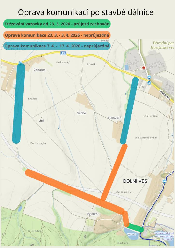 Proběhne v oblasti Dolní Vsi, Vylanta, Žabárna, Lukovské.