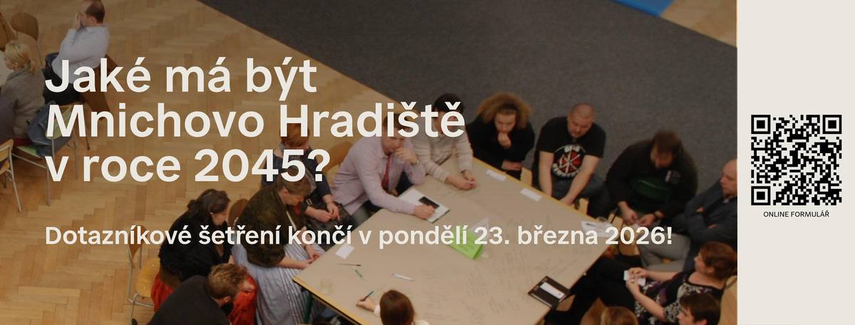 Vyplnit dotazník a sdělit tak vedení města, jakým směrem se má Mnichovo Hradiště rozvíjet, máte možnost už jen do pondělí 23. března. Nenechte si ujít tuto možnost ovlivnit budoucnost našeho města!  Vaše podněty se stanou základem pro formulování strategického plánu rozvoje města na období 2027-2045. Nejde tak pouze o nějakou obtížně představitelnou vzdálenou budoucnost, jde už o příští roky. Na vyplnění dotazníku vám bude stačit 10-15 minut.