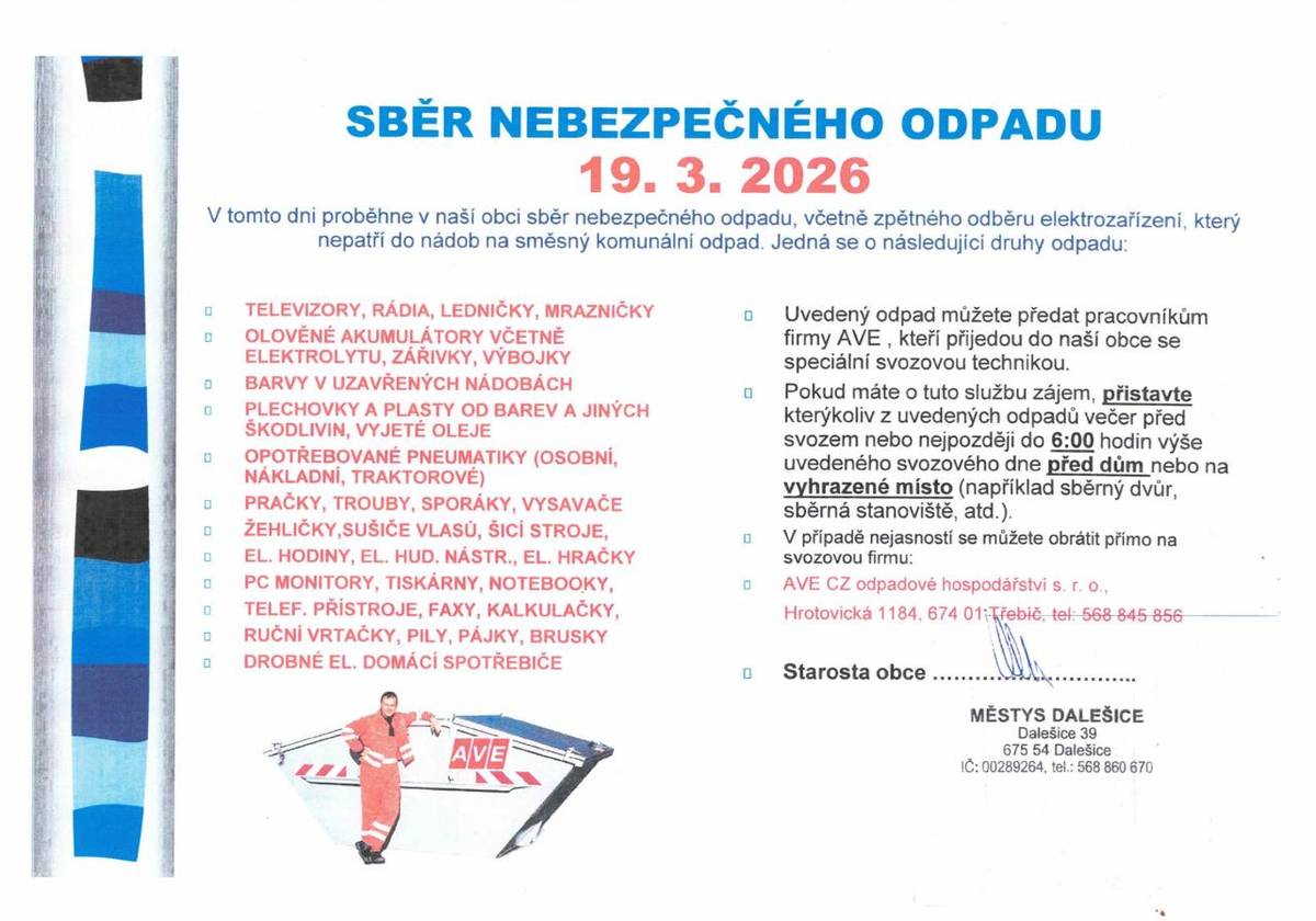 SBĚR NEBEZPEČNÉHO ODPADU  PRODEJ STROMKŮ