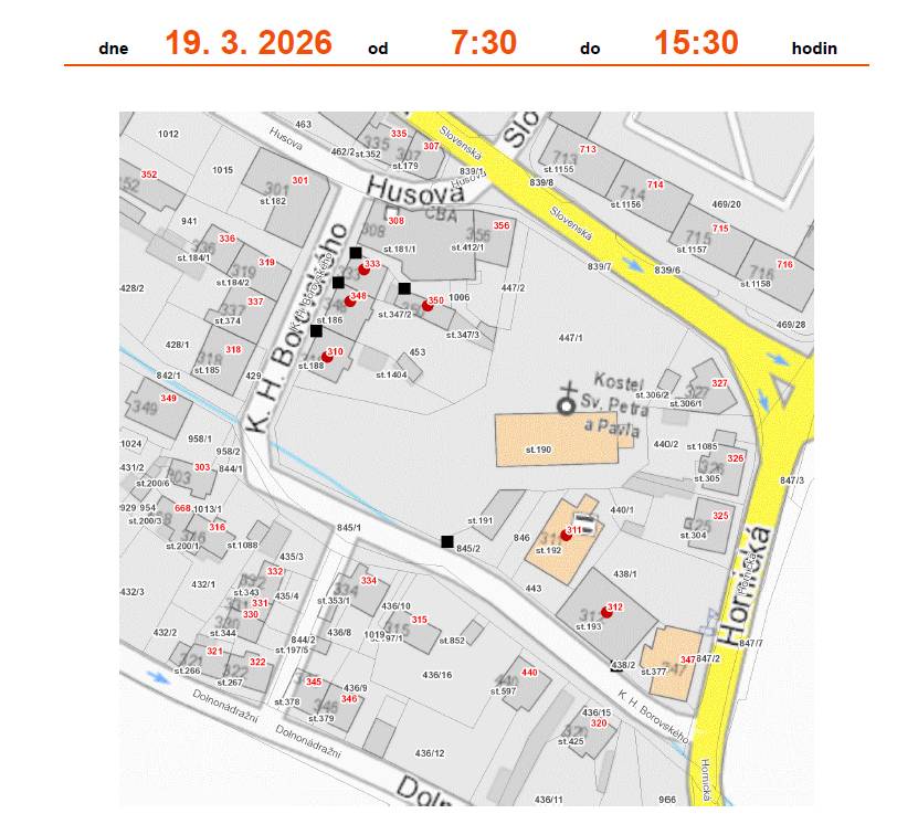 Oznámení o přerušení dodávky elektrické energie - 19.03.2026, od 07:30 do 15:30 hod.