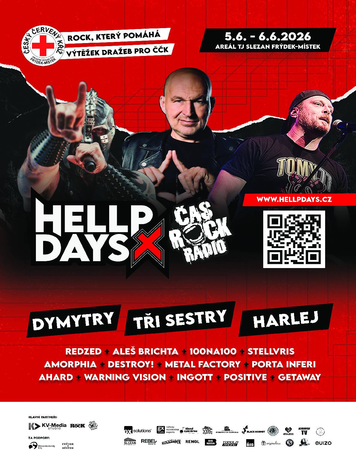 Pozvánka na 5. ročník benefičního festivalu HELLPDAYS, který se uskuteční ve dnech 5. - 6. června 2026 v areálu TJ Slezan ve Frýdku - Místku.
