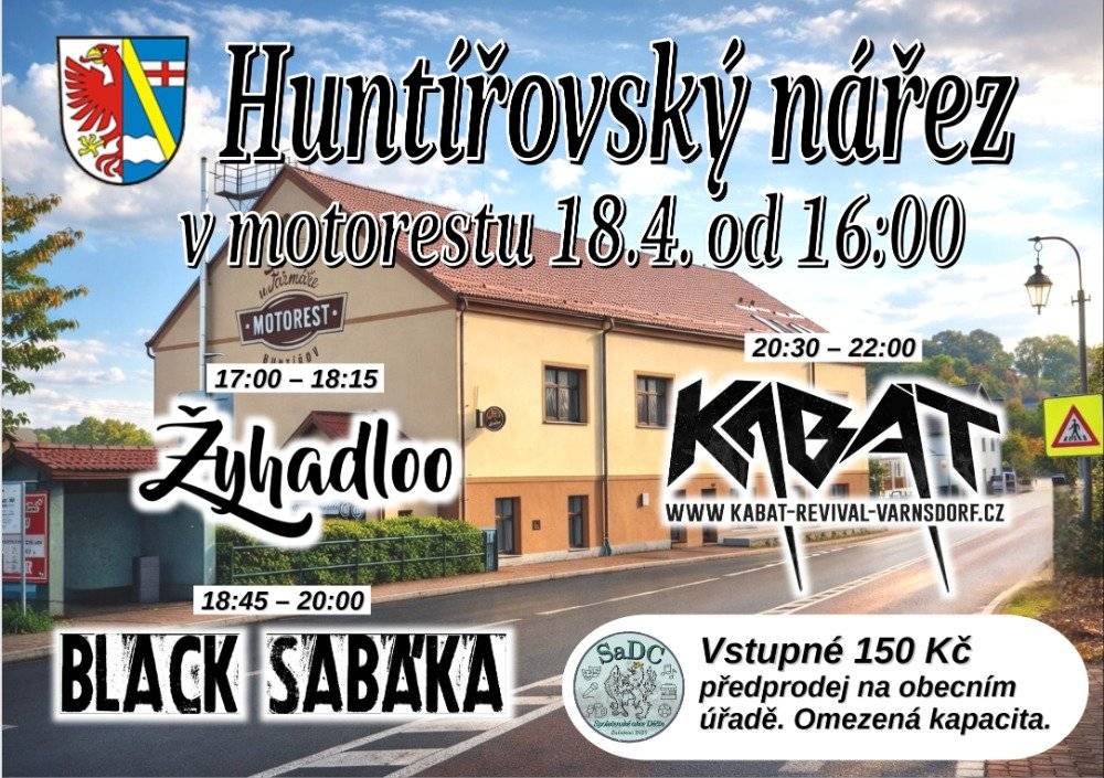 Obec Huntířov vás zve na Huntířovský nářez dne 18.4.2026 od 16:00 hodi