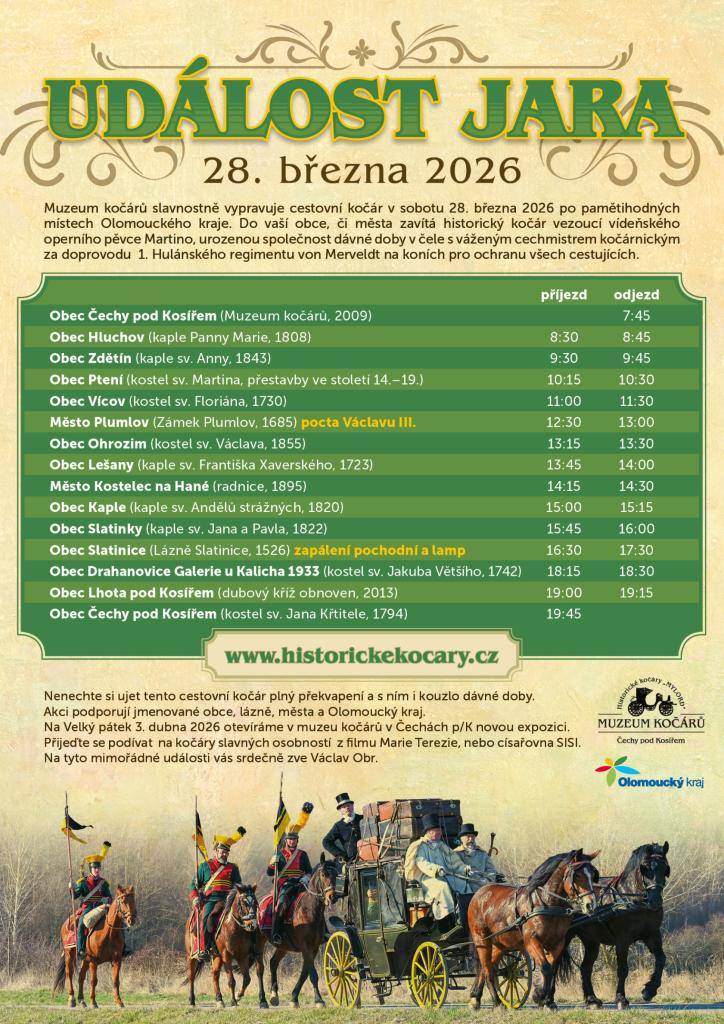 UDÁLOST JARA 2026 - CESTOVNÍ KOČÁR V KOSTELCI NA HANÉ