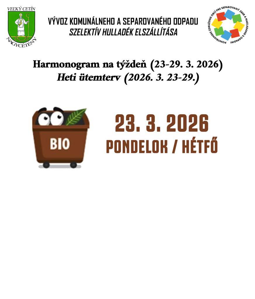 Harmonogram na týždeň (23-29. 3. 2026)