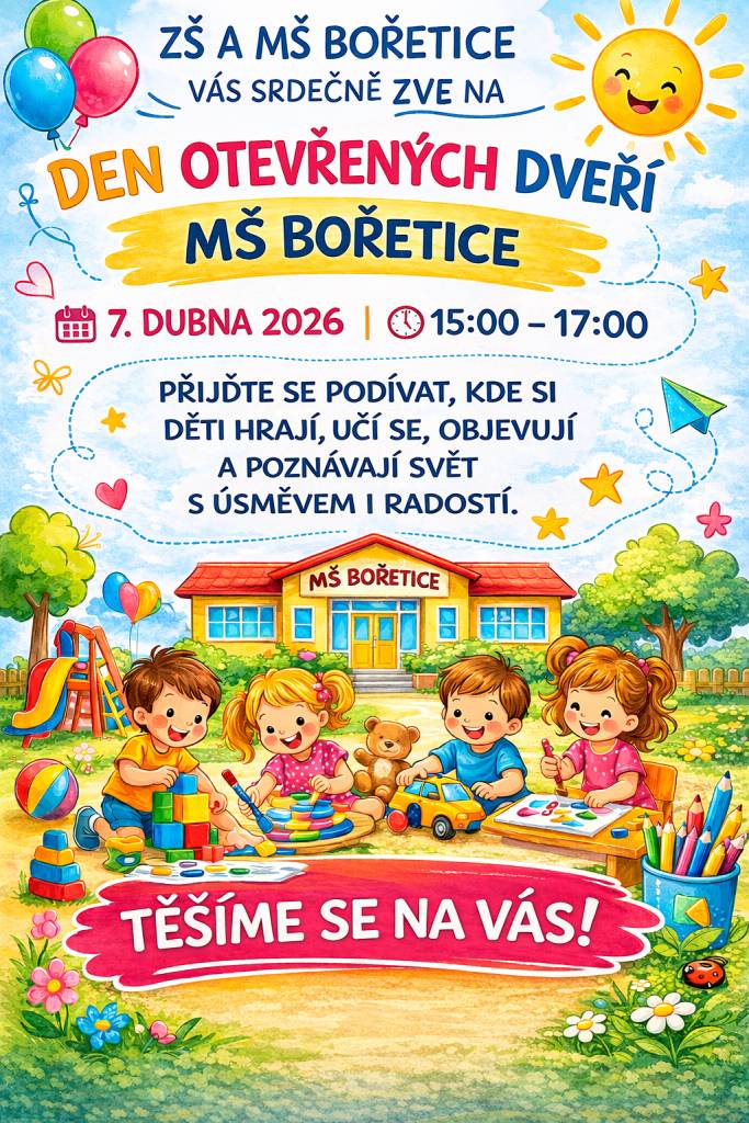 Přijďte se podívat, kde si děti hrají, učí se, objevují a poznávají svět s úsměvem a radostí.   Akce se koná 7. dubna v době od 15.00 do 17.00.
