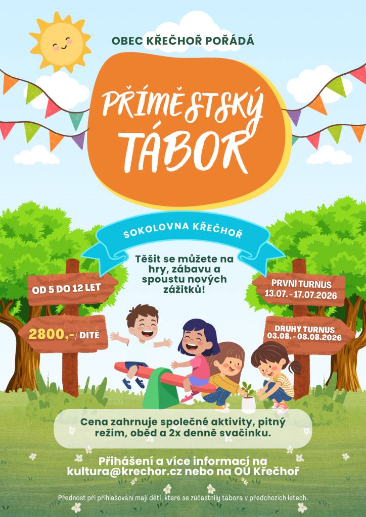 Přemýšlíte o programu na prázdniny? Nabízíme obecní příměstský tábor - děti se mohou těšit na bohatý program. Veškeré informace naleznete na přiloženém plakátě.
