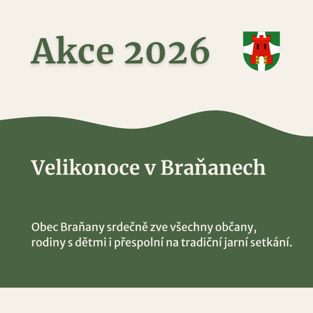 Obec Braňany srdečně zve všechny občany, rodiny s dětmi i přespolní návštěvníky na tradiční jarní setkání na dvoře OÚ Braňany. Přijďte se společně naladit na svátky jara, pobavit se a ochutnat místní dobroty.