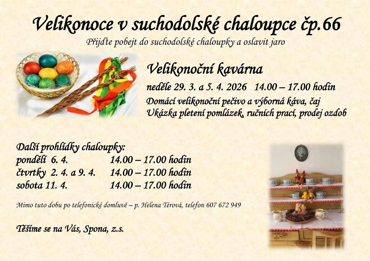 Spolek Spona Vás zve na velikonoční výstavu do suchodolské chaloupky