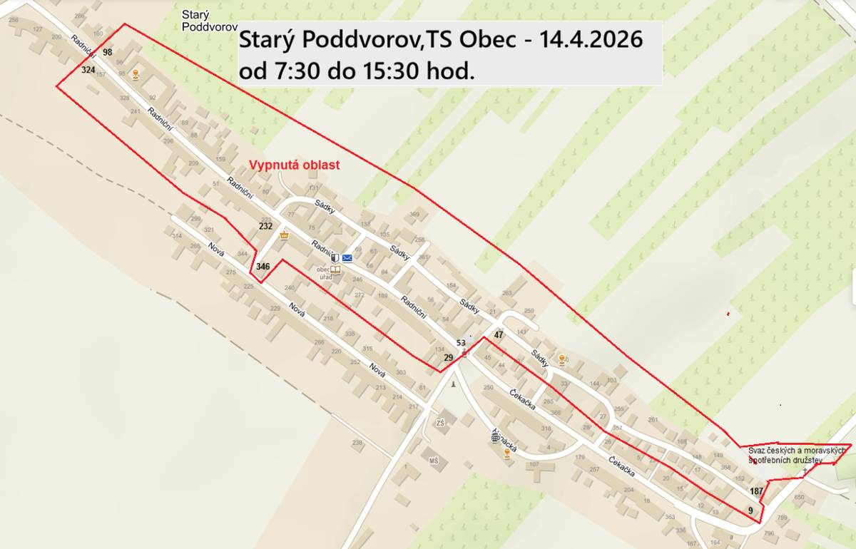 V době od 7:30 do 15:30, vypnutá oblast viz. příloha.