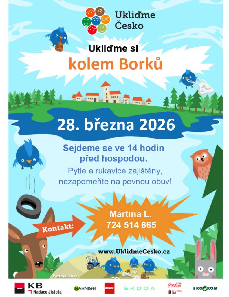 Dne 28. března 2026 pořádá spolek Borečtí sousedé z.s. akci "Ukliďme si kolem Borků"  Sraz v 14:00 před hospodou.