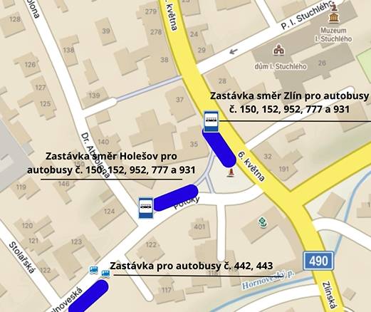 Jak k novým autobusovým zastávkám? Mapa a video k organizaci veřejné dopravy.