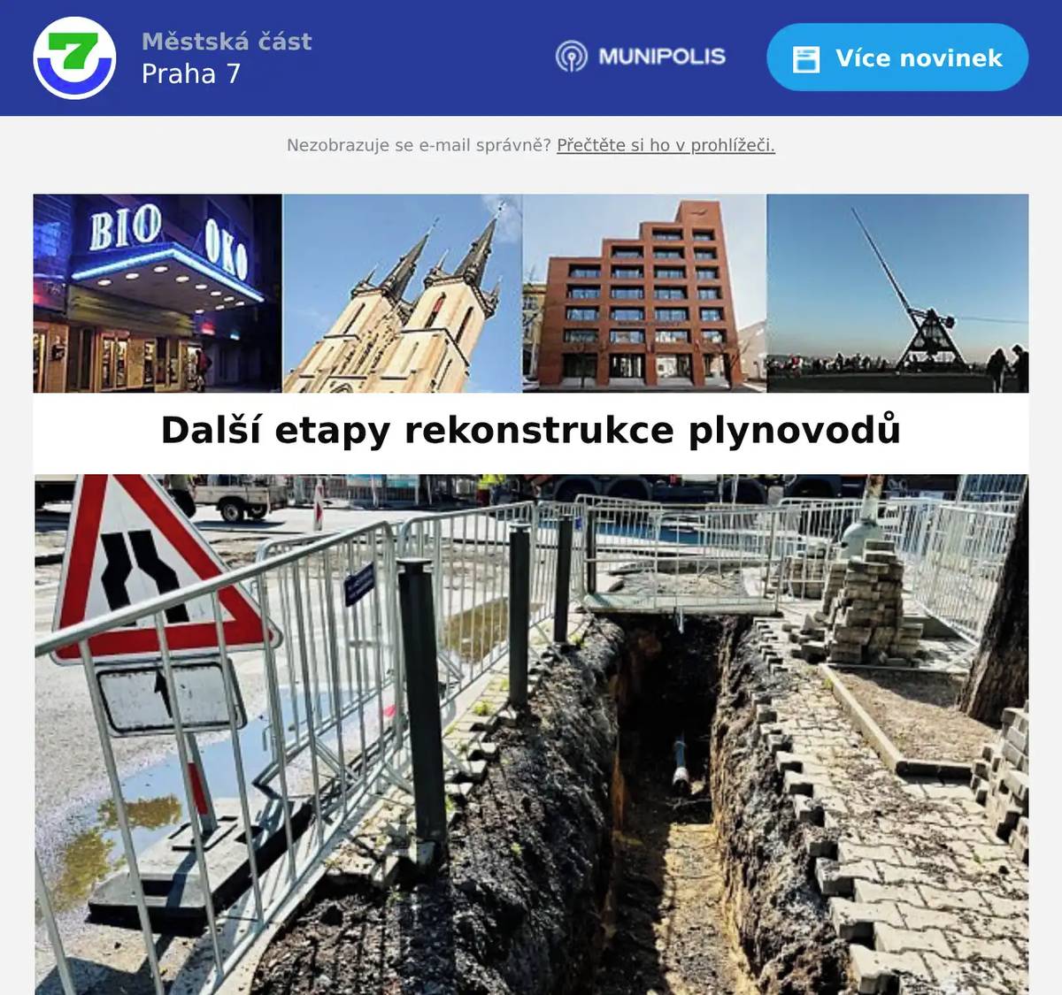 Na webu jsou aktualizovány další etapy rekonstrukce plynovodu od začátku dubna v ulicích Plynární, Malá Plynární, Ortenovo náměstí.