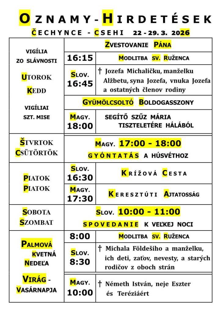 omšový poriadok - miserend