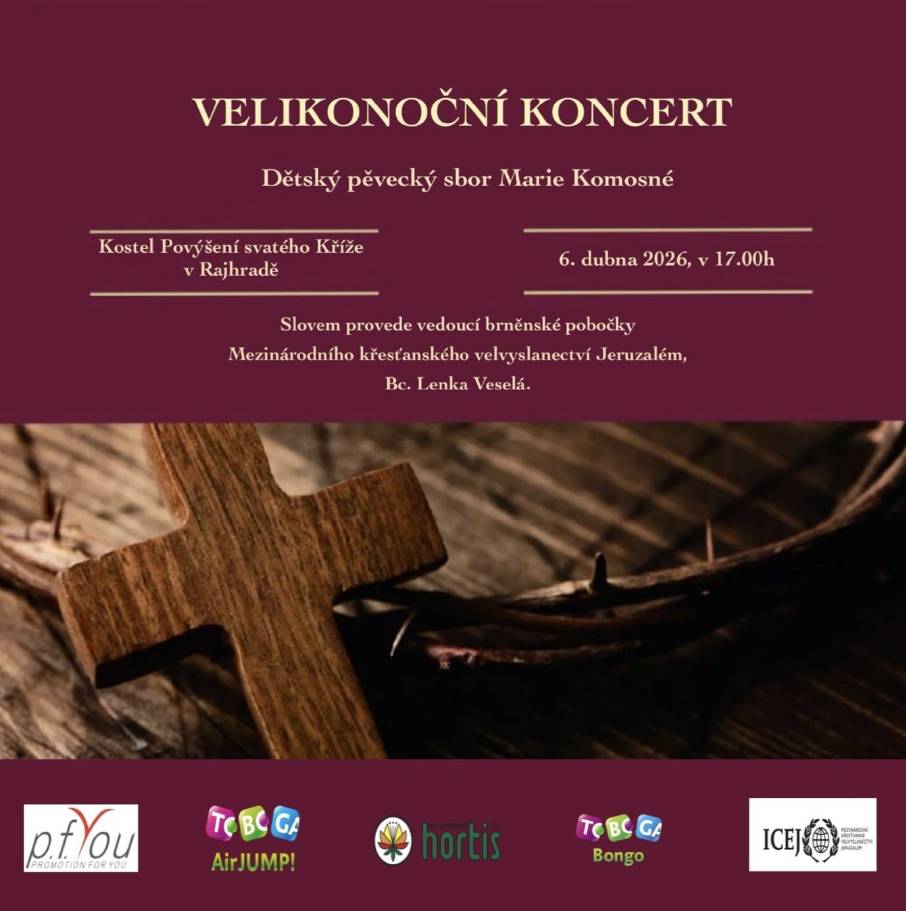 Dětský pěvecký sbor Marie Komosné 6.dubna 2026 v 17:00 Kostel Povýšení svatého Kříže v Rajhradě.