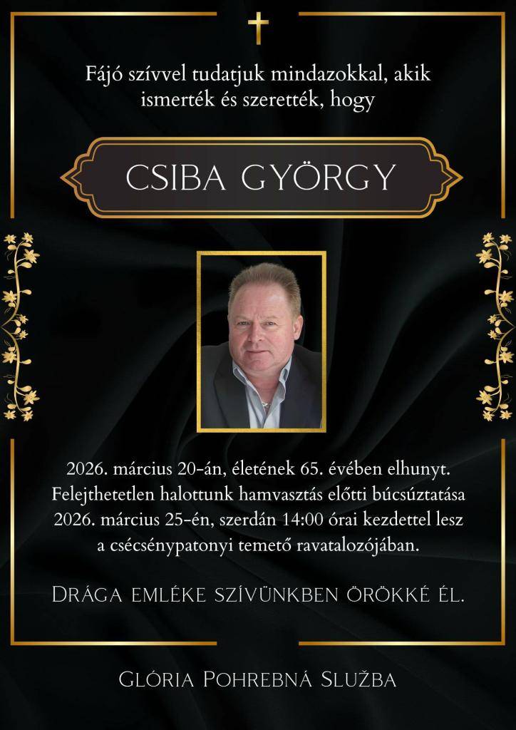 Gyászjelentés - Smútočný oznam