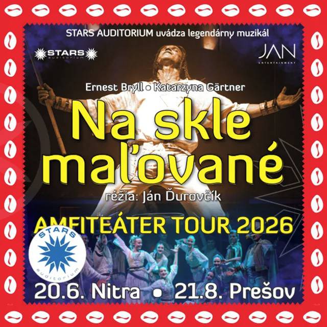 Vážení spoluobčania, kultový muzikál Na skle maľované na Vás čaká aj v Nitre dňa 20.06.2026 o 20:30 hod. - Amfiteáter.   Viac informácií nájdete na: https://starsauditorium.sk/na-skle-malovane-2.