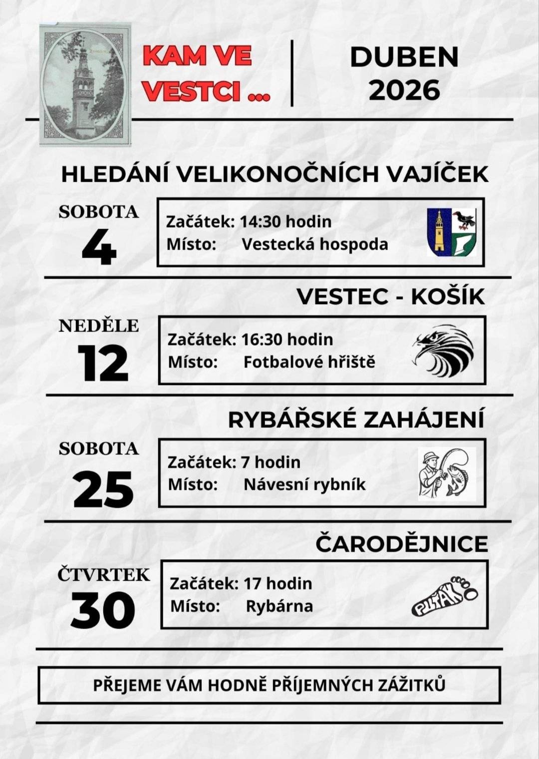 Zde je aktualizovaný kalendář na nadcházející měsíc.