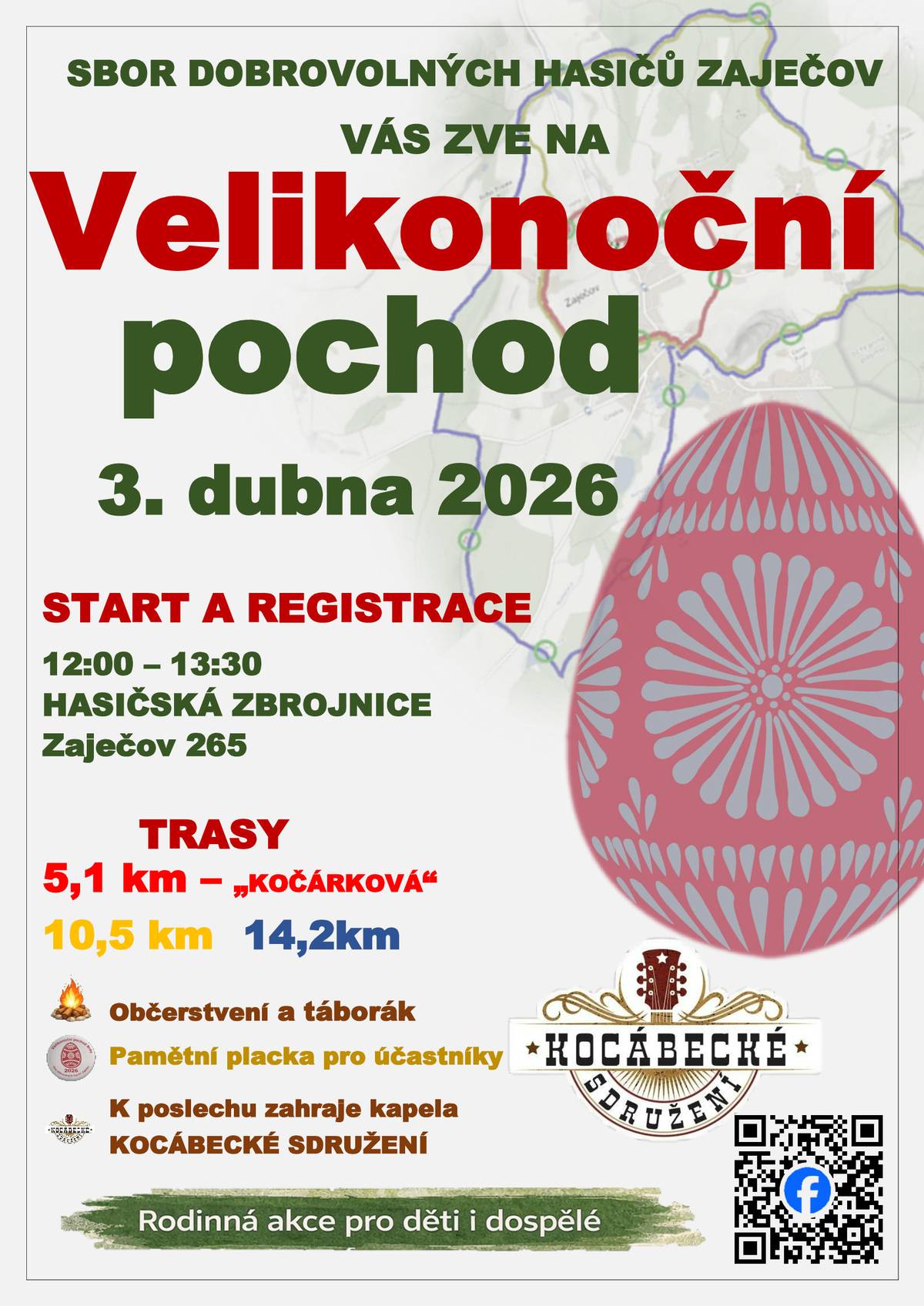 SDH Zaječov všechny srdečně zve na tradiční velikonoční pochod, který se uskuteční 3.4.2026. Více se dozvíte v přiloženém letáku.